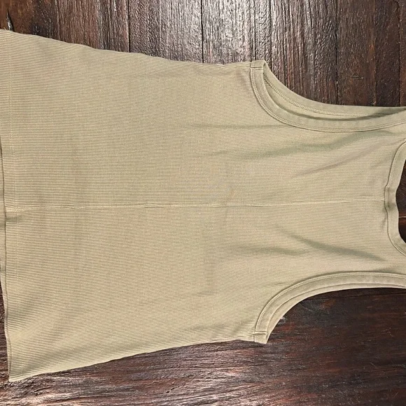 Classic Ribbed Cotton White and Olive Green Tank Top Bundle - Picture 9 of 9
